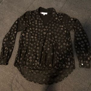 j-lo sheer sparkly polka-dot blouse